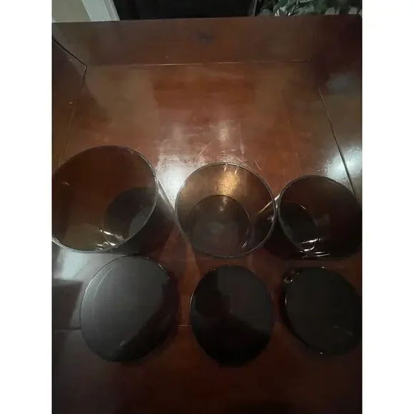 Vintage San Remo Plexiglas Cosmoplast Brown Nesting Containers Canisters Set 3 - Picture 4 of 14
